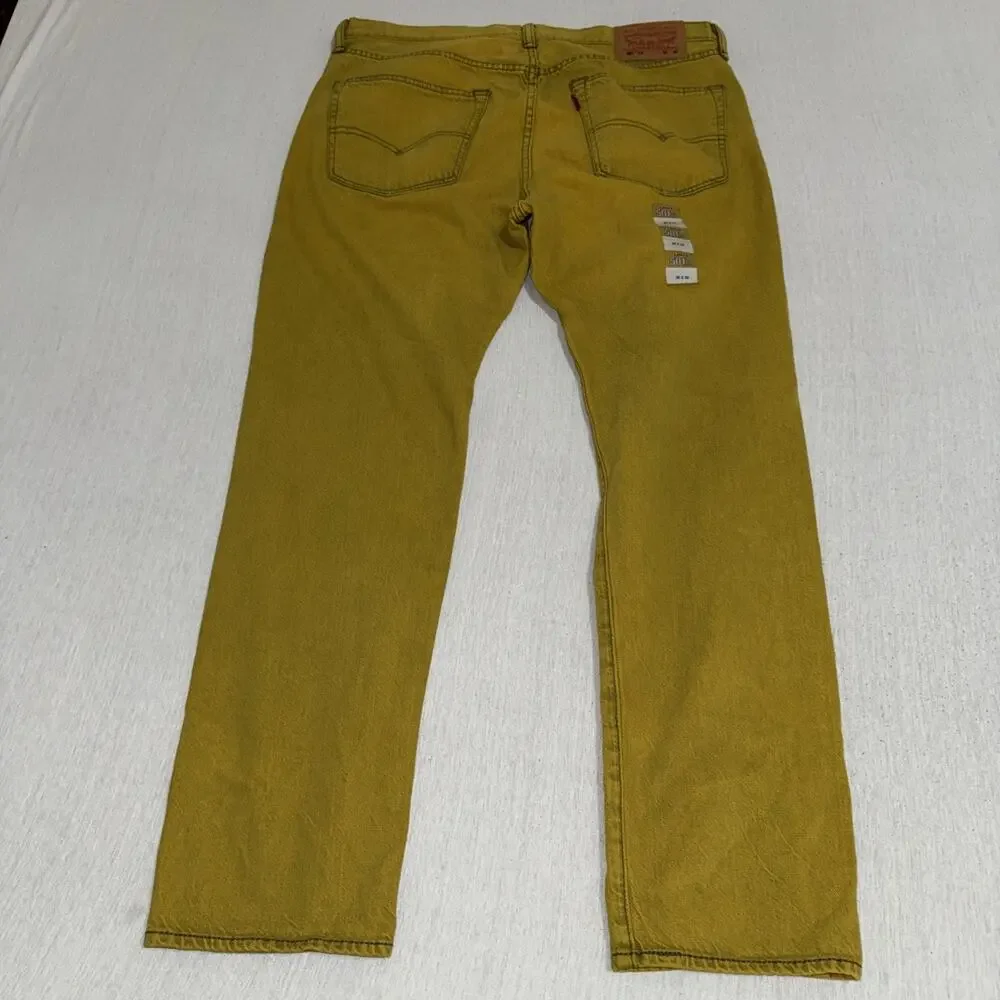 Levi's Vintage Retro Yellow Washed 501 CT Tapered Denim Jeans 36x30 NWT